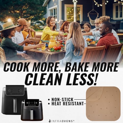 INFRAOVENS Parchment Paper Sheets for Ninja Air Fryer Pro XL 6-in-1 6.5 qt, Extra Large Square Liners for Air Fryer, Natural Unbleached Pre Cut Square Paper Liners for Airfryers, Toaster Ovens, and Oven Trays - Image 2