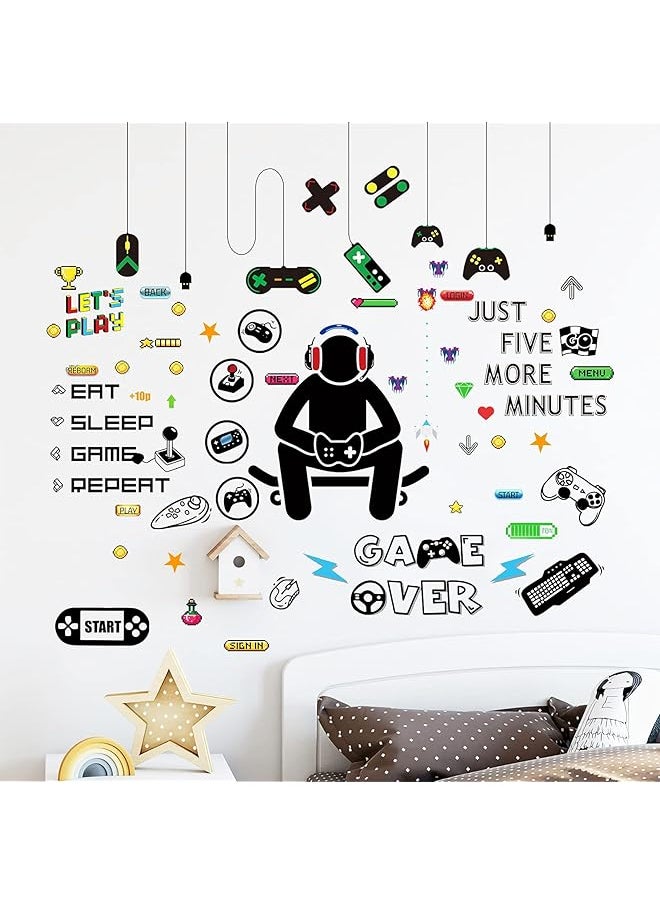 erorex Gamer Wall Decal Game Wall Stickers Video Gamer Controller Decals Diy Removable For Boy Room Teen Room Kids Room Playroom Bedroom Wall Decoration  - Image 1
