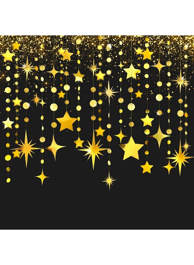 بينك بلوم ديكورات حفلات ذهبية على شكل نجمة دائرية منقطة من الورق لافتة لافتة معدنية معلقة على شكل نجمة لامعة لتزيين الكريسماس وأعياد الميلاد وحفلات استقبال المولود وحفلات الزفاف والخطوبة وديكور غرفة الأطفال - Image 5