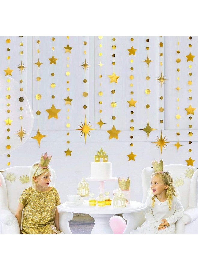 بينك بلوم ديكورات حفلات ذهبية على شكل نجمة دائرية منقطة من الورق لافتة لافتة معدنية معلقة على شكل نجمة لامعة لتزيين الكريسماس وأعياد الميلاد وحفلات استقبال المولود وحفلات الزفاف والخطوبة وديكور غرفة الأطفال - Image 4