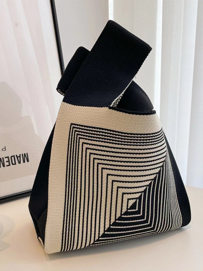 Niche Design Girl'S Love Color Matching Knitted Handbag Women'S Shoulder Weaving New All-Match Personalized Trendy Bag - Image 4