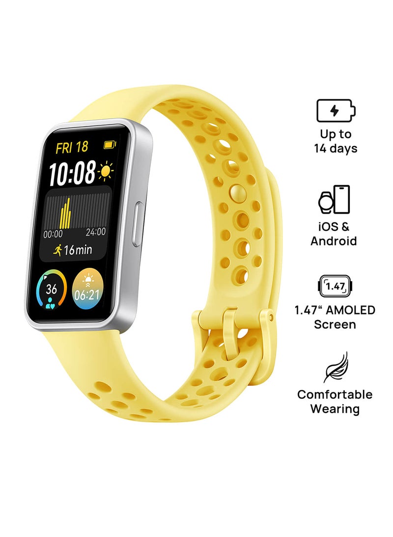 HUAWEI Band 9 Smart Watch, Ultra-Thin Design And Comfortable Wearing, Scientific Sleep Analysis, Durable Battery Life, IOS And Android Lemon Yellow - Image 1