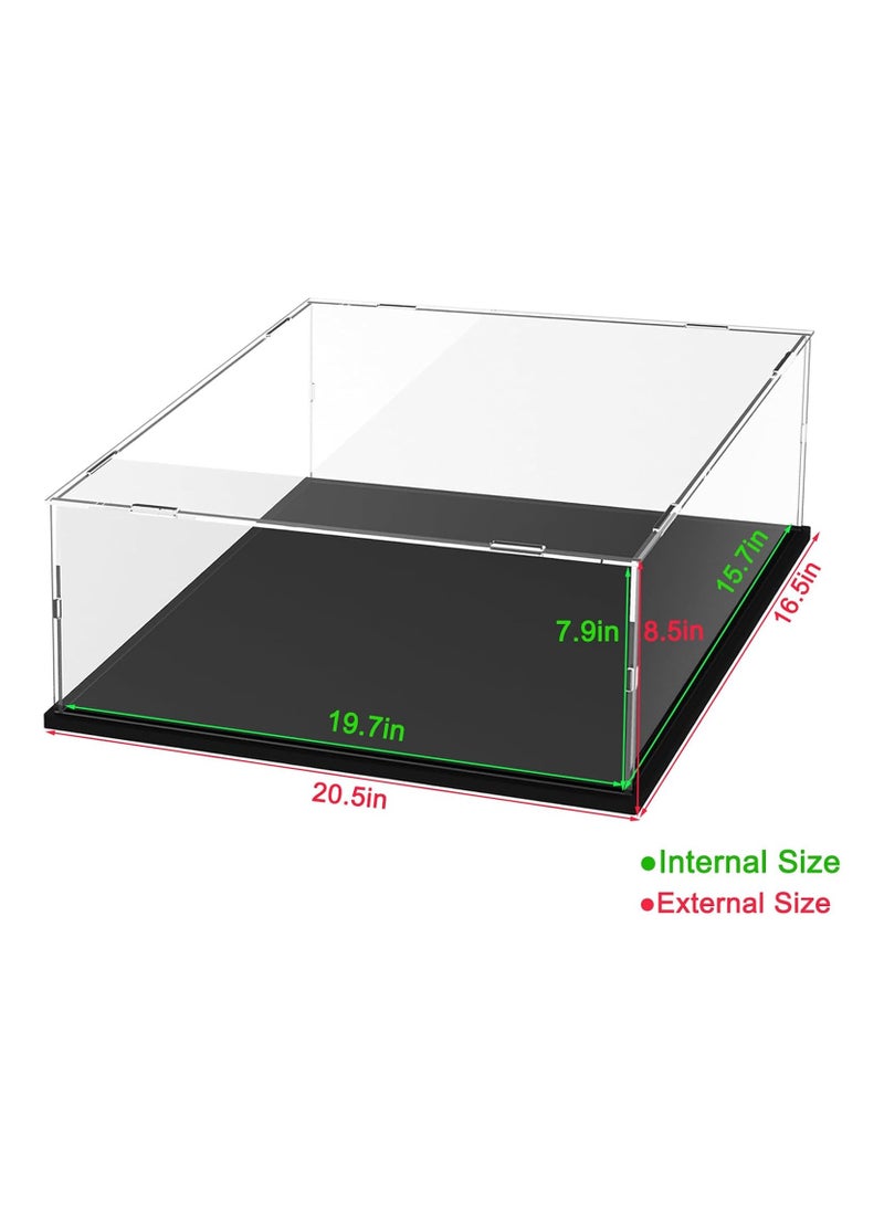 Generic - Clear Acrylic Display Case for Lego Collectibles - Self-Assembly Box, Large Dustproof Protection with Wood-Plastic Base & String Light, Black Inside (19.7 x 15.7 x 7.9 inches) - Image 1
