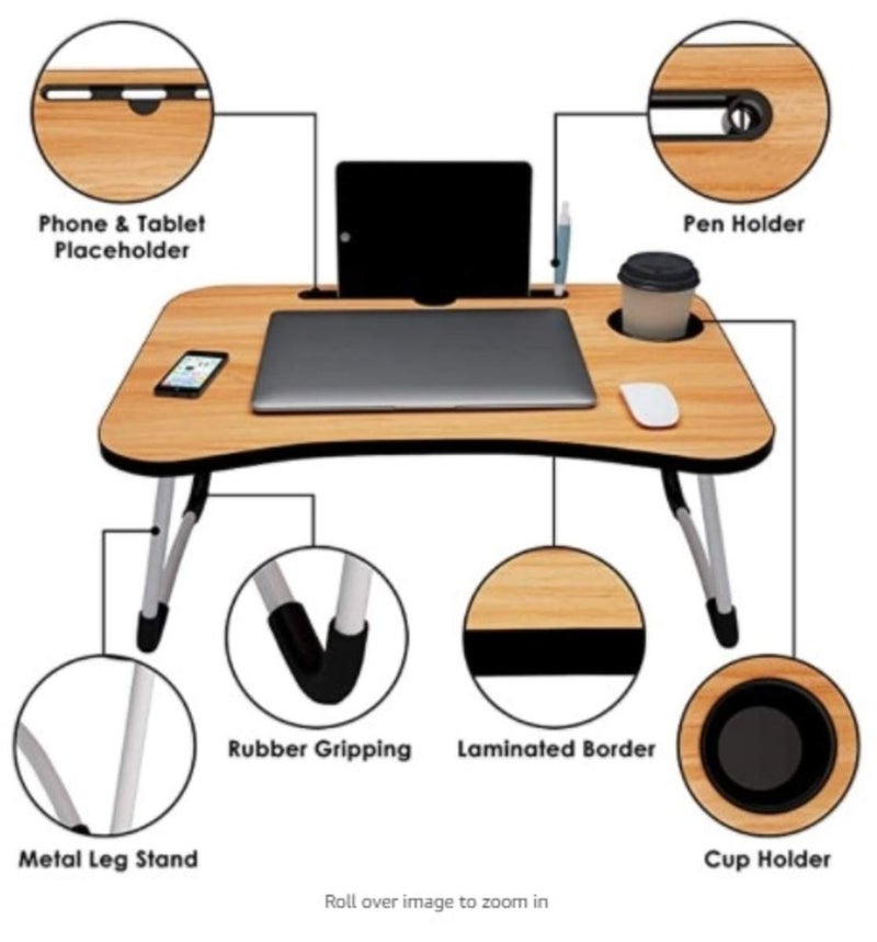 UK Enterprise Multi Purpose Foldable Wooden Laptop Table Adjustable Portable Laptop TableStudy TableMulti Multi - Image 2