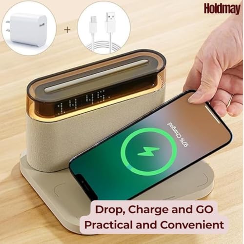 Holdmay Multifunctional LED Alarm Clock with Bluetooth Speaker, Wireless Charger, RGB Night Light & USB-C Charging - 4 Color Options, Perfect for Home, Office, and Bedroom Decor - Image 3