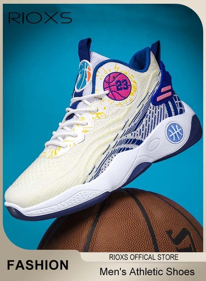 RIOXS Men's Basketball Shoes, Comfort Breathable Running Shoes, Non-Slip Tennis Basketball Sneakers, Fashion Sneakers Athlesiure Shoes for Men, Lightweight Trainers for Jogging Walking Hiking, Gym Shoes for Indoor Outdoor, Mens Athletic Shoes, Style 2 - Image 2