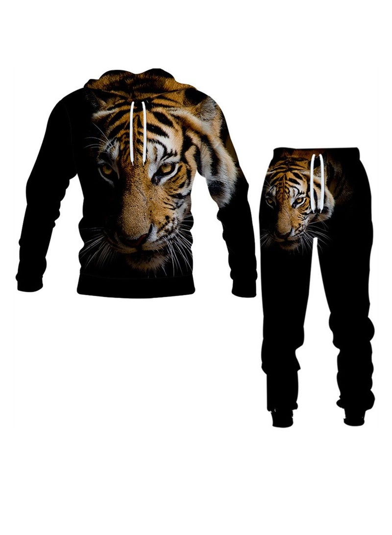 طقم هوديس عصري مكون من قطعتين بنمط جديد غير رسمي وطباعة رقمية ثلاثية الأبعاد - Image 1