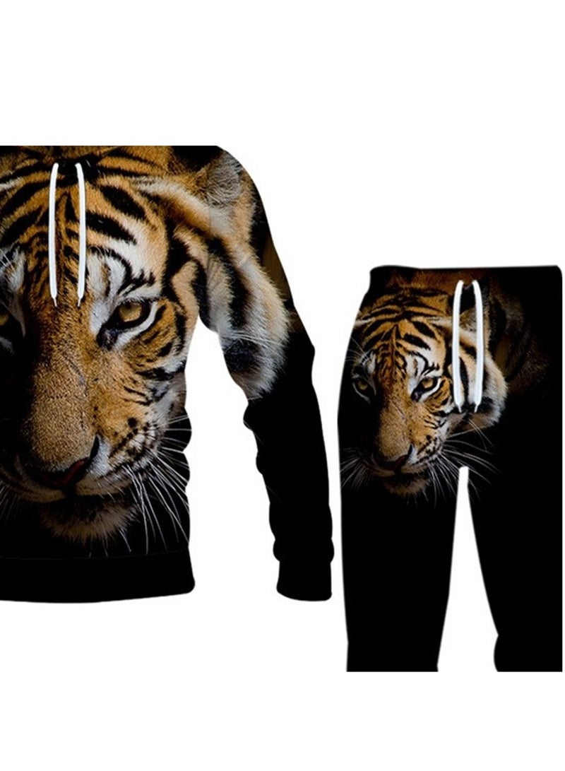 طقم هوديس عصري مكون من قطعتين بنمط جديد غير رسمي وطباعة رقمية ثلاثية الأبعاد - Image 4