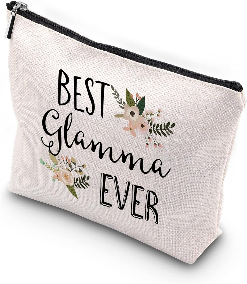 WCGXKO WCGXKO Best Glamma Ever Grandma Gift Glamma Gift Zipper Makeup Bags Travel Waterproof Toiletry Bag Accessories (BEST Glamma)