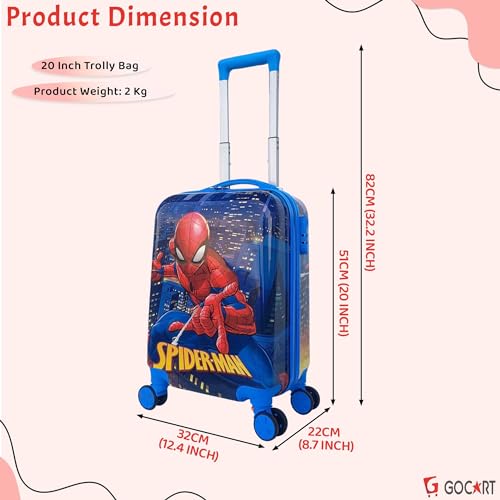 GOCART WITH G LOGO Cartoon Kid's Travel Trolley Bag Suitcase for Kids Children Rolling Case Travel Bags (DESIGN-10, Medium) - Image 2