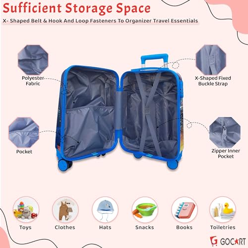 GOCART WITH G LOGO Cartoon Kid's Travel Trolley Bag Suitcase for Kids Children Rolling Case Travel Bags (DESIGN-10, Medium) - Image 5