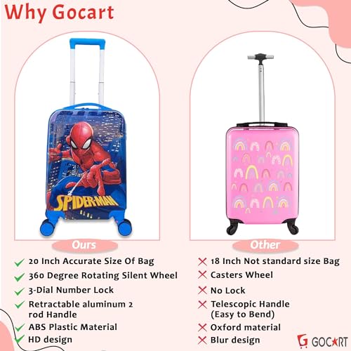 GOCART WITH G LOGO Cartoon Kid's Travel Trolley Bag Suitcase for Kids Children Rolling Case Travel Bags (DESIGN-10, Medium) - Image 3