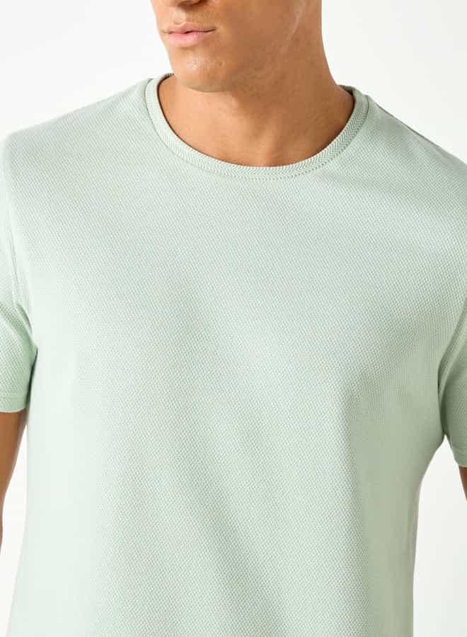 Iconic Textured T-shirt with Short Sleeves and Crew Neck - Image 4