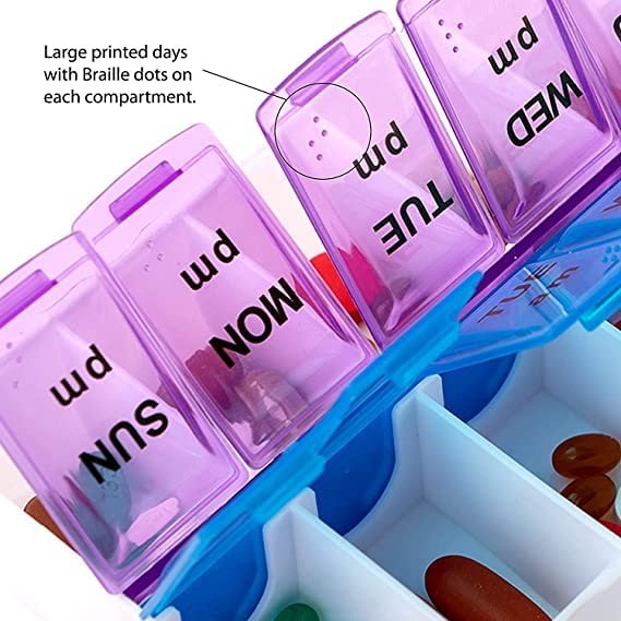 Rilekh Double Tablet Storage | Water Storage Perfect For Carrying Cutting and Organizing Medicines | (TABLET ORGANISER 2 TIMES ONE WEEK (BID)) - Image 5