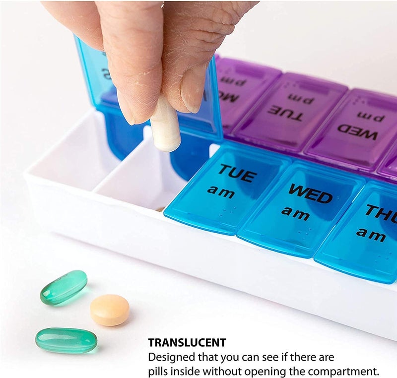 Rilekh Double Tablet Storage | Water Storage Perfect For Carrying Cutting and Organizing Medicines | (TABLET ORGANISER 2 TIMES ONE WEEK (BID)) - Image 3