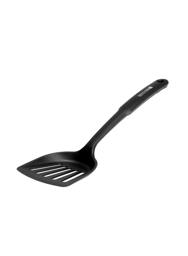 Royalford Nylon Slotted Spatula Dishwasher Safe Ergonomic Marks & Stain Resistant Premium Quality Black 31.5x10.5cm - Image 2
