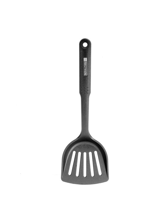 Royalford Nylon Slotted Spatula Dishwasher Safe Ergonomic Marks & Stain Resistant Premium Quality Black 31.5x10.5cm - Image 3