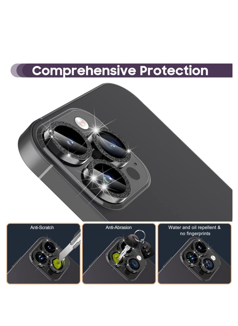 Raxoom for iPhone 14 Pro 6.1 inch / 14 Pro Max 6.7 inch Camera Lens Protector, Camera Cover Tempered Glass for iPhone 14 Pro Max/for iPhone 14 Pro [Glitter Diamonds] -Black - Image 3