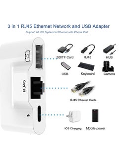 KASTWAVE RJ45 Ethernet Adapter, OTG Charging Port RJ45 3-In-1 USB Wired Adapter for iPhone, Ipad Camera High-Speed Reader Cable Converter Hub  - Image 3