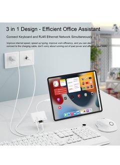 KASTWAVE RJ45 Ethernet Adapter, OTG Charging Port RJ45 3-In-1 USB Wired Adapter for iPhone, Ipad Camera High-Speed Reader Cable Converter Hub  - Image 4