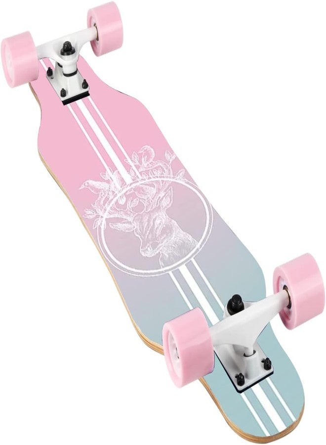 asktom 31 Inch Small Longboard Carving Cruising Skateboard for Kids Teens Adults (Pink) - Image 3