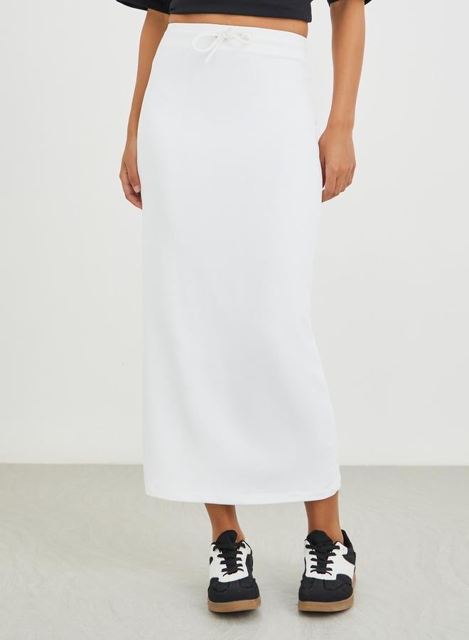 Styli Styli Solid Knitted Terry Shift Midi Skirt  - Image 2