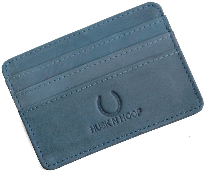 Husk N Hoof RFID Protected Leather Slim Credit Card Holder Wallet for Man Women | Card Holder for Men Woman | Blue - Image 1