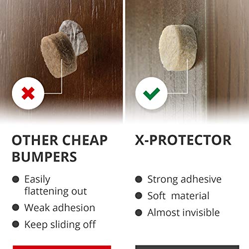 X-Protector Cabinet Door Bumpers X-Protector 100 PCS – Small Felt Pads 3/8” – Ideal Beige Felt Bumpers – Self-Adhesive Thick Felt Dots – Bumper Pads to Protect Glass & Other Surfaces! - Image 3