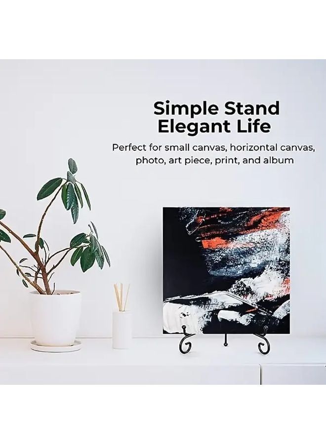 5 قطع حامل ثلاثي القوائم من الحديد الأسود القابل للطي والمتين لعرض اللوحات والصور والأطباق الفنية - Image 3