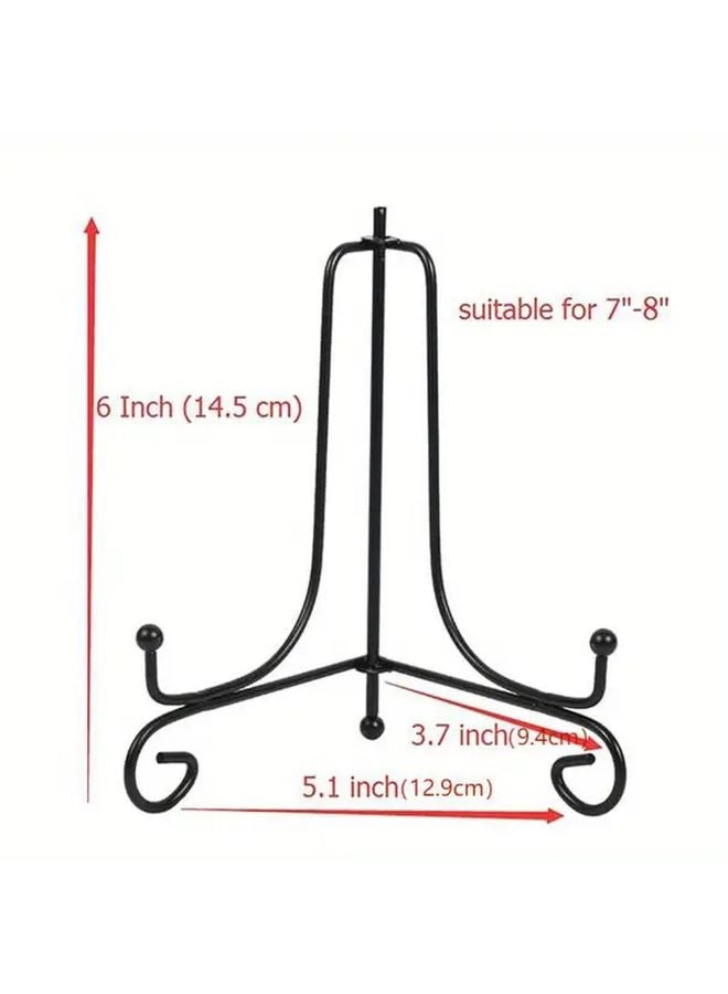 5 قطع حامل ثلاثي القوائم من الحديد الأسود القابل للطي والمتين لعرض اللوحات والصور والأطباق الفنية - Image 1