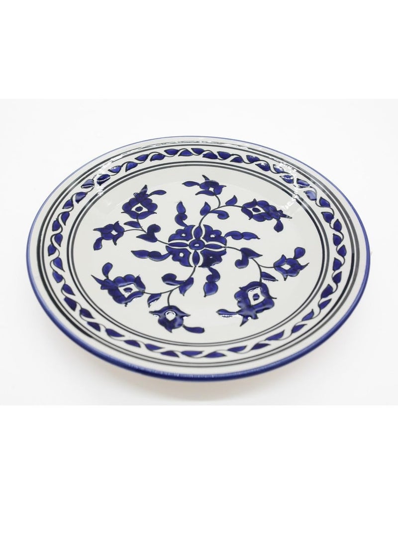 AKDC Ceramic Round Plate Floral Blue Color - 28Cm - Image 2
