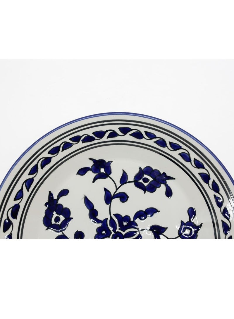 AKDC Ceramic Round Plate Floral Blue Color - 28Cm - Image 3
