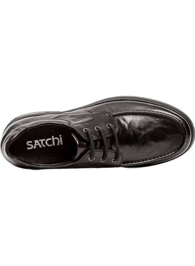 Satchi Men'S Thick-Soled Casual Leather Shoes 402462427Z Black 39 - Image 3