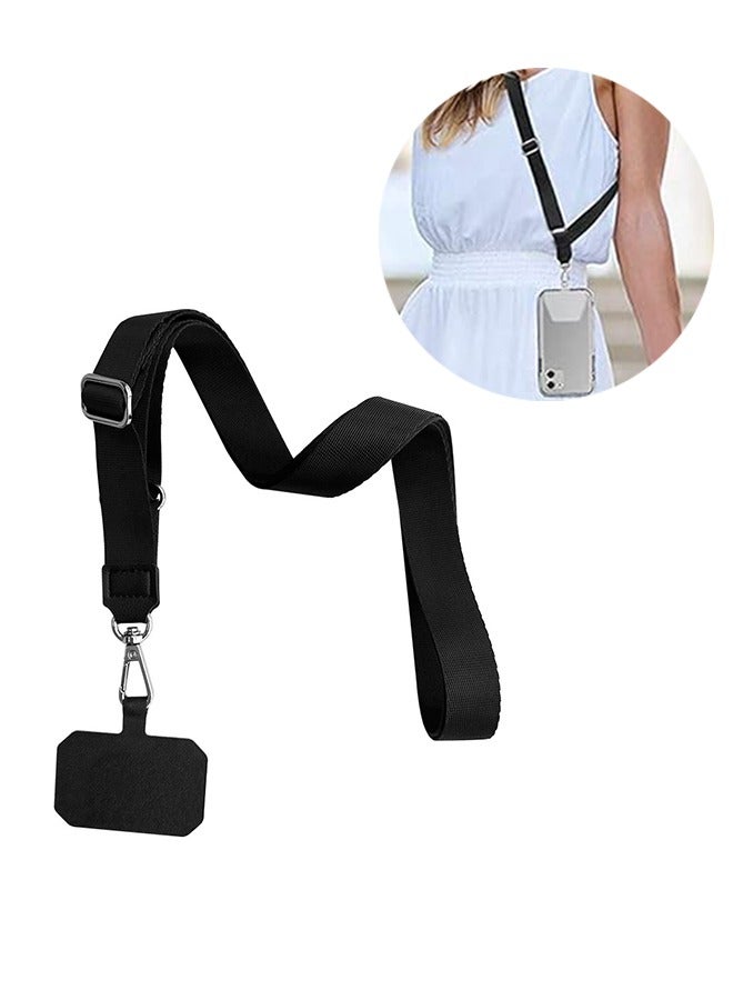 Phone Lanyard Black, Cell Phone Lanyard Key Chain Holder Adjustable Nylon Phone Wrist Strap Compatible with iPhone Samsung Any Smartphones - Image 1