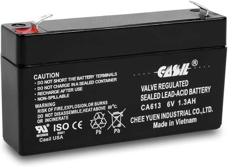 Casil 6V 1.3Ah SLA/AGM Replacement Battery – Maintenance-Free, Compatible with GE Interlogix 60-914, GE Simon 3, and GE Simon XT Panels - Image 1