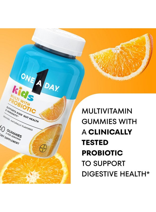 ONE A DAY فيتامينات متعددة للأطفال من ون أ داي مع بروبيوتيك، جومي فيتامينات، بروبيوتيك للأطفال لصحة الجهاز الهضمي، فيتامينات جومي مع فيتامين د لدعم المناعة، بنكهة البرتقال، 60 حبة - Image 2