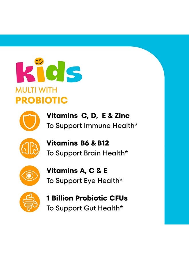 ONE A DAY فيتامينات متعددة للأطفال من ون أ داي مع بروبيوتيك، جومي فيتامينات، بروبيوتيك للأطفال لصحة الجهاز الهضمي، فيتامينات جومي مع فيتامين د لدعم المناعة، بنكهة البرتقال، 60 حبة - Image 3