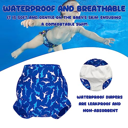 BIG ELEPHANT Baby Swim Diapers 3pcs, Reusable Adjustable Washable Waterproof Swimming Diaper for Boy's and Girl's, 3T - Image 4