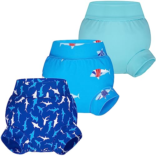 BIG ELEPHANT Baby Swim Diapers 3pcs, Reusable Adjustable Washable Waterproof Swimming Diaper for Boy's and Girl's, 3T - Image 1