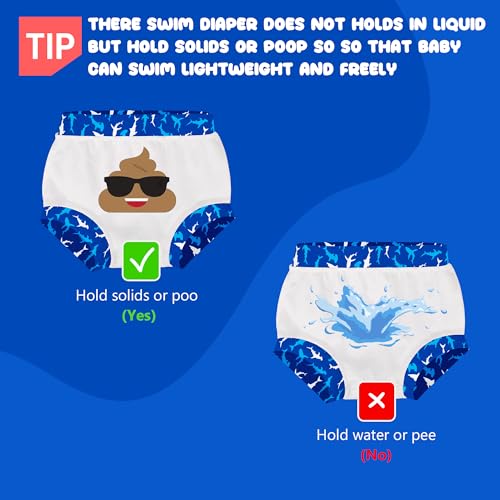 BIG ELEPHANT Baby Swim Diapers 3pcs, Reusable Adjustable Washable Waterproof Swimming Diaper for Boy's and Girl's, 3T - Image 3