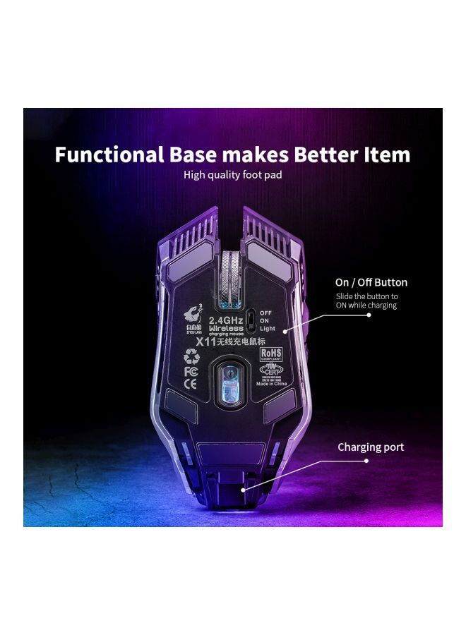 NIBEMINENT Wireless Gaming Mouse Black/Silver/Green  - Image 4