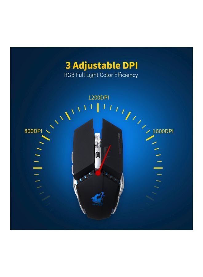 NIBEMINENT Wireless Gaming Mouse Black/Silver/Green  - Image 5