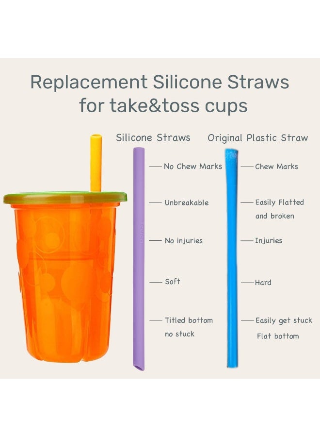 Tegion Thin Short Reusable Toddlers& Kids Silicone Straws for The First Years Take & Toss Spill Proof Straw Cup,10-14 oz Small Tumbler (Girls Color) - Image 2