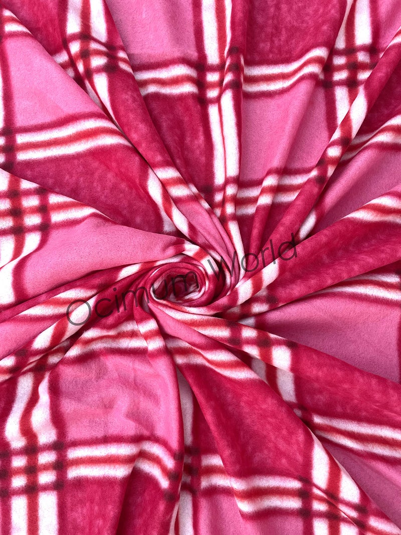 MORADO Woollen Heavy Fleece Warm Checkered Double Bedsheet with Two Pillow Covers with Zipper for Winters (90×100 Inch, Pink) - Image 3