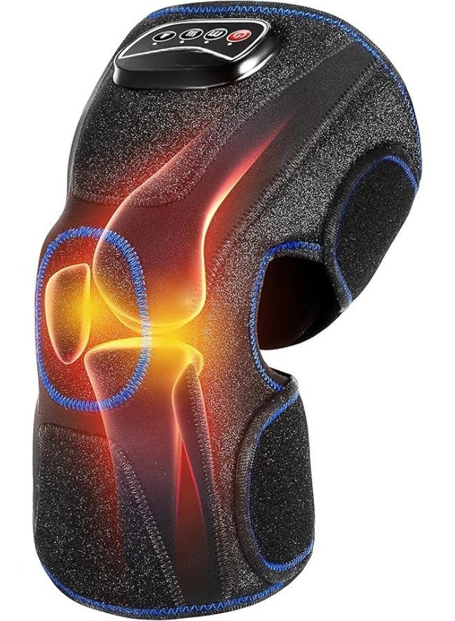 Knee massager with heat and air pressure – Adjustable heated knee brace for comfort support, improved blood circulation and relief of joint strain (1 piece) - Image 1