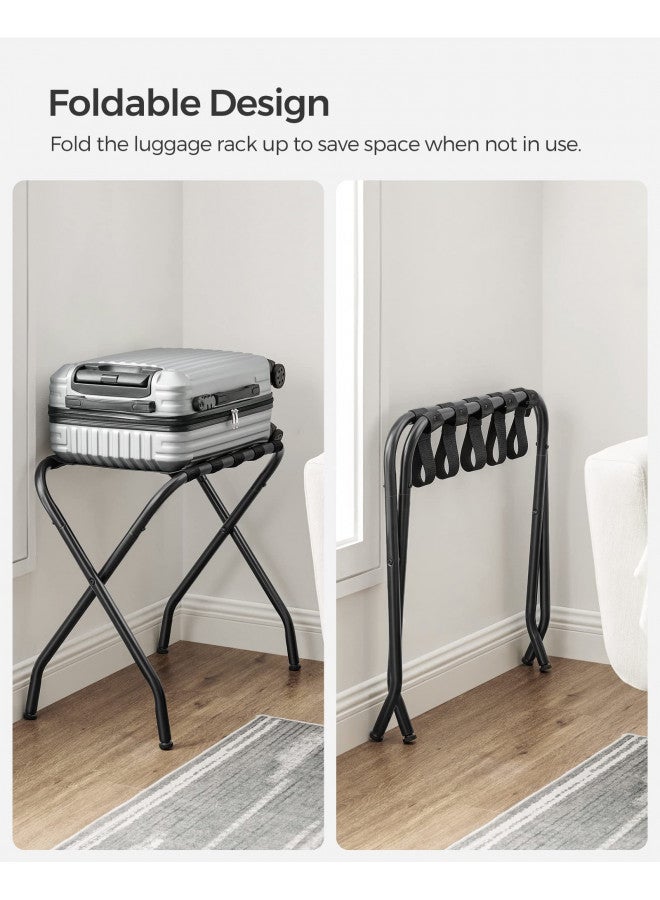 SONGMICS SONGMICS Luggage Rack, Pack of 2, Luggage Racks for Guest Room, Suitcase Stand, Steel Frame, Foldable, for Bedroom, Black URLR64B-2  - Image 4