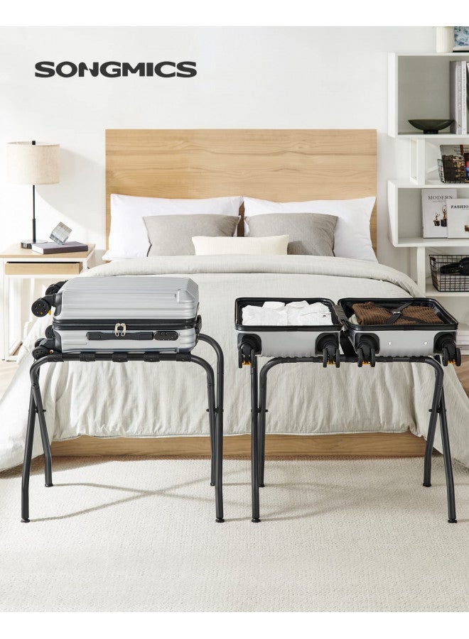 SONGMICS SONGMICS Luggage Rack, Pack of 2, Luggage Racks for Guest Room, Suitcase Stand, Steel Frame, Foldable, for Bedroom, Black URLR64B-2  - Image 2