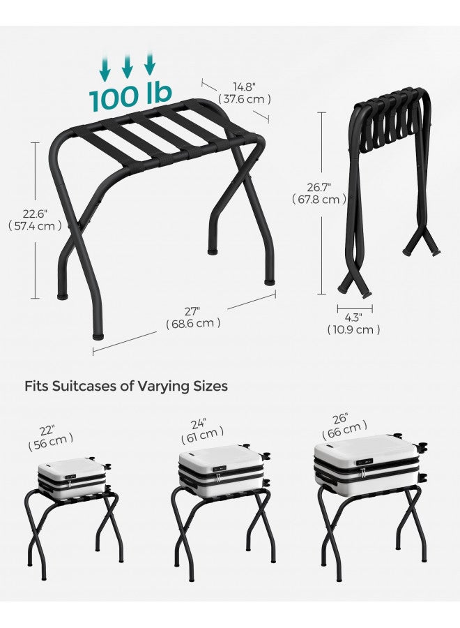 SONGMICS SONGMICS Luggage Rack, Pack of 2, Luggage Racks for Guest Room, Suitcase Stand, Steel Frame, Foldable, for Bedroom, Black URLR64B-2  - Image 5