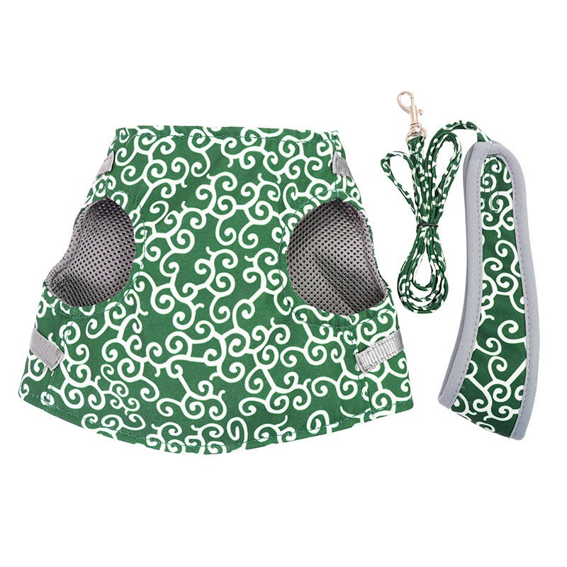 Generic Hot-selling Cat Traction Rope Chest Strap Cat Vest Style Clothes Japanese Style Anti-break-free Cat Dog Chain Walking Rope Green