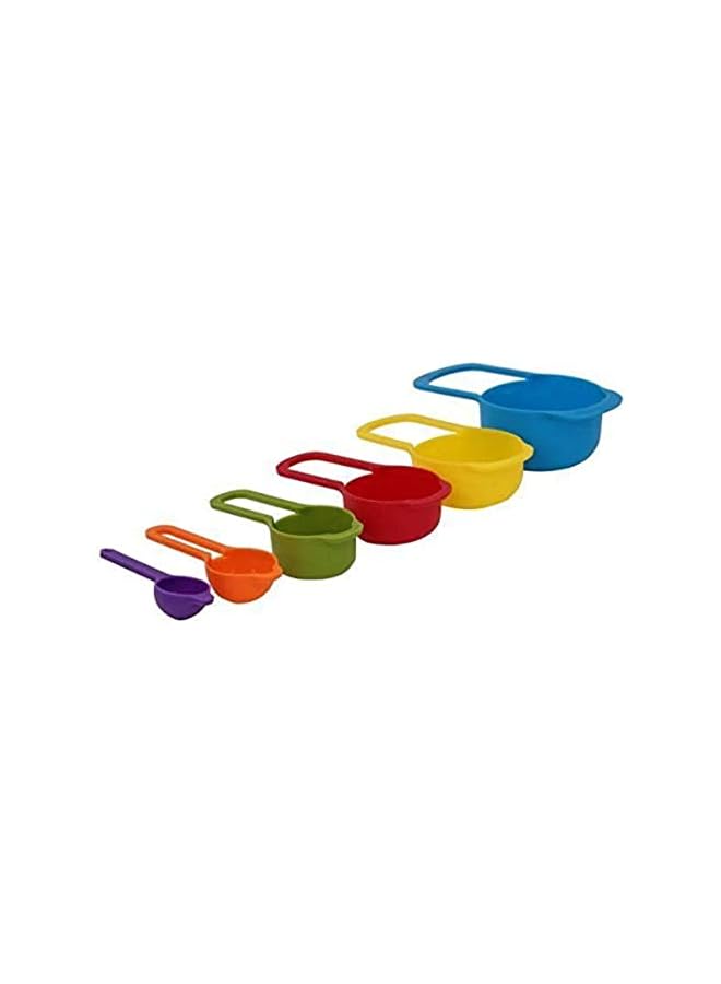 S-TOP 6 Pcs of Plastic Measuring Cups and Spoons Set. Stackable, Space Saving, Multi color Design - Image 3